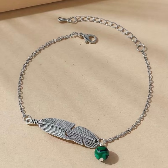 Silver Feather Ankle Bracelet - Picture 1 of 2